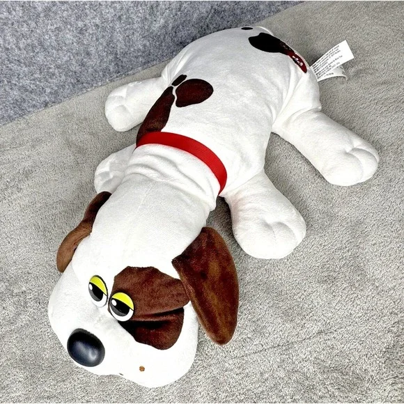 Pound Puppies Plush 17" White w/ Brown Spots, 2019 Hasbro Basic Fun Stuffed Dog - Picture 2 of 13